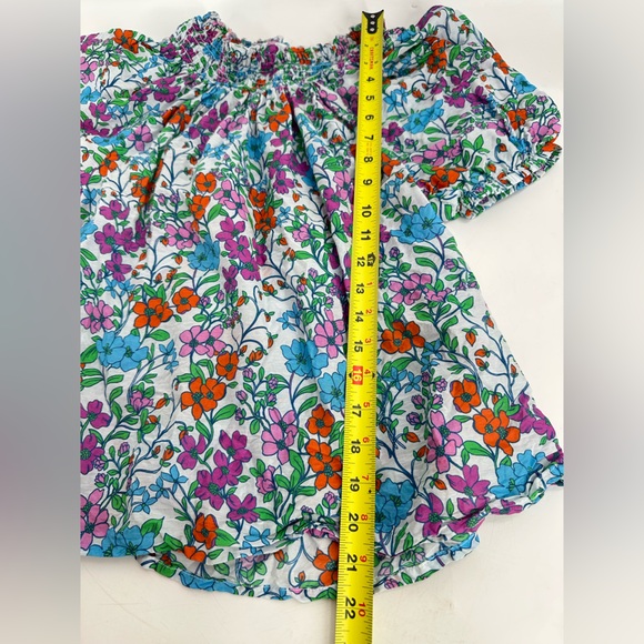 Roller Rabbit Floral Smocked Neck Puff Sleeve Blouse Multi Color Spring Top - Picture 7 of 8